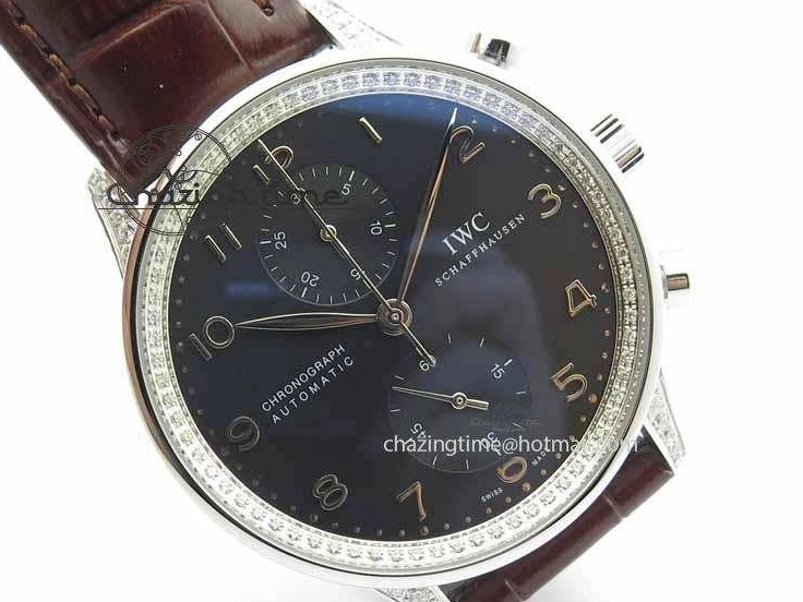 MIROTIME 0128 Unique Portuguese IW3714 Diam ZF V2 1:1 Best Edition Gray Dial On Brown Leather Strap A79350 (Slim Movement) 7250